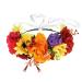 Floral Fall Day of the Dead Headpiece Black Rose Flower Crown Sunflower Wedding Hair wreath FL-28 (Colorful)