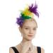LyMet Women's 1920s Feather Fascinator Headband Tea Party Flower Headpiece Derby Hat for Cocktail Gatsby Wedding A - Purple Yellow Green M