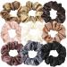 Satin Hair Tie 9pcs Hair Ties Scrunchies Silk Hair Ties for All Girls Women Ponytail coffee