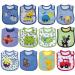 Yafane 12 x Baby Bib Waterproof Cotton Baby Bandana Drool Bibs Baby Ruttino Cloth 12pc boy A