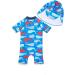 BONVERANO Baby Boy All-in-one Sunsuit/Swimsuit | UPF 50+ Sun Protection | 12-18 Months | Blue/Red Whale Design - Buy Online on GoSupps.com