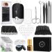 Professional Lash Extension Kit Lash Cleaning Kit with Fan Dryer D Curl Eyelash Extension Glue Remover Tweezers Eye Patches Lash Tech Practice Lash Extension Supplies for Beginners Black