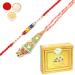 Ghasitaram Gifts Rakhi for Brother Rakhis Online - RM-213 Bhaiya Bhabhi Rakhi with 200 GMS of Soan Papdi