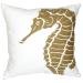 DECOPOW Embroidered Nautical Decor Pillow Cover Square 18 Inches Decorative Canvas Pillow Cover for Nautical Style Deco by (Wheat-Seahorse)