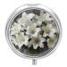 Pill Box Pill Case 3 Compartment Travel Pill Box White Lily Bouquet Printing Small Pill Box Portable Medicine Pill Case Pill Organizer for Purse & Pocket for Travel Handbag (Round)