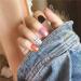 HUIL Artificial False Nails - Bride Dress Pink Orange Black Grid Manicure | Perfect Wedding & Elegant Nail Art - Buy Online on GoSupps.com
