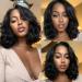 K'ryssma Short Bob Lace Front Wig 14 Black Natural Wave T-Part Synthetic Hair Wig for Black Women - Glueless Shoulder Length Wavy Hair - Buy Online on GoSupps.com