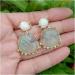 Earrings for Women 20x22mm Natural Green Amethyst Prasiolite White Jade Dangle Stud Earrings Fashion Jewelry Hilarity Earrings for Women - Buy Online on GoSupps.com