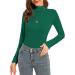 YepClick Women's Long Sleeves Mock Turtleneck Tops Basic Stretch Slim Fit Lightweight Cozy Under Layer T-Shirts Green Medium