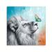 Yidepot Colourful Lion and Butterfly Wall Art: White Lion Playing with a Cute Butterfly Picture for Kids Bedroom Bathroom Wall Decor 30 x 30 cm 30x30CM Butterfly Lion
