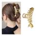 1PCS Large Metal Hair Jaw Clamps Fish Bone Shape Hair Clip Gold Metal Hair Claw Clip Nonslip Hair Clamps Crab Geometric Hair Clamp Design Big Jaw Clips Vintage Hair Pins Fashion Hair Accessories For Women (A-gold)