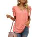 Puff Short Sleeve V Neck Top - Women's Elegant Casual T-Shirt Blouse in X-Large Pink - Buy Online on GoSupps.com