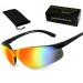 HSE Sporteyes |UV400 protective filter HLT plastic safety glass according to DIN EN 166 |Sports glasses bike glasses sunglasses |Glasses: black high gloss glasses: Defender 1.0