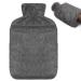Jsdoin Hot Water Bottle with Luxury Cosy Faux Fur Cover UK 2L Leakproof Hot Water Bag for Neck Shoulder Pain and Hand Feet Warmer (Dark Grey)