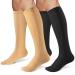 Zipper Compression Socks for Women & Men 2 Pairs 15-20mmhg Closed Toe Compression Stocking is Best for Athletic Running Hiking Large-X-Large Black Beige