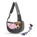 Pet sling carrier bag for small puppy or cat. Hands free dog sling/adjustable strap/strong zipper. Oxford cotton fabric/breathable Mesh. Pets bag for walk/travel/outdoor activities + chewing toy pink