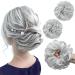 SARLA 2PCS Messy Hair Bun Hair Piece Small Scrunchies Synthetic Bun Hairpieces for Women Girls Updo Hair Extensions (Light Silver Grey) Light Silver Grey-2PCS
