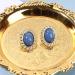 Vintage Blue Gem Oval Earrings | Antique Halo Lapis Studs | Unique Gifts for Women & Girls - Buy Online on GoSupps.com
