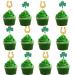 ALEGRE Pack of 24 Lucky Clover Cupcake Toppers St. Patrick's Day Cake Decoration Glitter Horseshoe Muffin Decoration St Patrick's Party Cake Decoration Cupcake Toppers for St. Patricks Baby