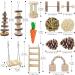 ERKOON Hamster Chew Toys 13 Pack Gerbil Toys Natural Wooden Small Animal Toys Teeth Care Molar Toy Boredom Breaker Treats Dumbbells Exercise Bell Roller for Rat Guinea Pig Chinchilla Rabbits - Buy Online on GoSupps.com