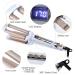 Professional Ceramic Hair Crimper Iron 3 Barrel 0.6 inch - Instant Curls & Crimping Hair Curling Iron - Valentines Day Gift for Women - Gold & White - Buy Online on GoSupps.com