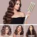 1 Inch Ceramic Tourmaline Hair Curling Wands with 2 Temperature Control - Perfect for All Hair Types - Dual Voltage Crimper Beach Waving Styling - Gold Color - Buy Online on GoSupps.com