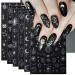 JMEOWIO 8 Sheets Moon Star Sun Nail Art Stickers Decals Self-Adhesive Silver Nail Supplies Nail Art Design Decoration Accessories