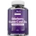 Elderberry Gummies for Adults & Kids (12+) - 90 Vegan Gummies with Sambucus Black Elderberry Vitamin C & Zinc - Blueberry Flavour - Immune System Booster