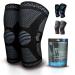 TRACE KASA 2 Pack Knee Compression Sleeve - Knee Brace for Men & Women Knee Support for Working Out Running Basketball Gym Weightlifting Workout for Arthritis Joint Pain Relief Size L Large (1 Pair) Black