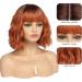 Bestung Short Wavy Ombre Ginger Wig with Fringe for Women - 10 Inch Bob Wig with Bangs, Synthetic Hair, Dark Roots, Water Wave Natural Look - Ideal for Daily Wear and Parties - Buy Online on GoSupps.com