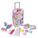 9Pcs Lip Glosses Care Set with Suitcase Glitter Icecream Shape Lip Glosses with Bow in Realistic Suitcase Toy for Kids Makeup Ages 5+ Non Toxic & Kids Friendly