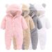 Newborn Baby Cartoon Bear Snowsuit Winter Coat Fleece Hooded Romper Jumpsuit 9-12 Months Pink