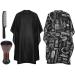 FRCOLOR Hair Dye Cape Salon Barber Cape with Snap Closure 2 Pack Professional Hair Cutting Cape with Neck Duster Brush and Black Hair Comb Black Sarong