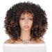 Afro Curly Wig with Bangs - Dark Brown Shoulder Length Synthetic Kinky Curly Wig for Black Women - Buy Online on GoSupps.com