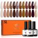 Modelones Gel Nail Polish 12 Pcs Fall Winter Gel Polish Popular Neutral Nude Brown Gel Nail Kit Collection for Nail Art Salon Classic Collection Gift for Women Brown Nude