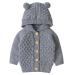 puseky Baby Boys Girls Knit Sweater Hooded Ears Warm Cardigan Coat Tops Jacket Outwear 6-12 Months Grey