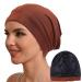 Hat Hut 100% Mulberry Silk Lined Sleep Cap Pure Silk Bonnet for Curly Hair Wrap Bonnet for Sleeping Silk Lined Slouchy Beanie One Size TITIAN RED