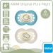 MAM Original Pure Night Soother 6+ Months (Set of 2) Sustainable and Bio-Renewable Baby Soother SkinSoft Silicone Teat Glow in the Dark Soother Blue/Cream (Designs May Vary) - Buy Online on GoSupps.com