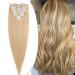 Clip in extensions real hair 55cm human hair extensions real remy real hair extensions clip in 8 tresse 18 clips hair extension 85g #24 of course blonde
