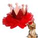 Dog Birthday Hat Cute Crown Pet Cat Dog Hair Clips Headwear Hair Pins Kitten Puppy Headdress for Wedding Birthday Party Photography Decoration (RED)