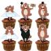 Brown Glitter Animal Groundhog Dessert Cupcake Topper Happy Groundhog Day Theme Decorations Baby Shower Boys Girls Happy Birthday Party Decor Supplies set 18pcs
