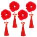 FOMIYES 2 Pairs New Year Headdress Ribbon Bands Wedding Xmas Hair Bobbles Ponytail Ties Bows Rubber Yoga Twist Hair Clip Holder Spring Festival Headdress Hairpin Polyester Tassel Child
