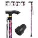 HATAF Walking Stick Folding Walking Sticks for Women Folding Walking Sticks for Men Mobility Aids walking stick rubber ends disability aids folding walking sticks for ladies Purple Flowers