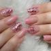24 pieces of wrong nails short angular press on nails French pink shiny artificial nails nails to stick on with design reusably natural acrylic fingernails finger nails for women and girls