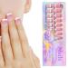 Manicure Press on Nails for Home | -Adhesive Trendy False Nails with White French Tips | False Nails Accessories for Dating Gathering Wedding Home Traveling Pochy 03