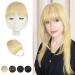 BARSDAR Clip in Fringe Human Hair 100% Real Hair Fringe Extensions Clip in French Bangs Fringe with Temples Clip on Fringe Bangs Real Hair Pieces for women Natural Color Washable/Dye-able 613#-1 Neat Bangs (Pack of 1) 613#-1 Beach Gold