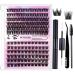 Laluerck DIY Eyelash Extension Kit Individual Lashes Cluster C Curl with Glue and Tools for Self Application at Home Set 2