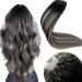 Laavoo Extensions Real Hair Microring Ombre Black Real Hair Extensions Microring Silver Balayage Black Micro Loop Extensions Remy 1g/S 50cm 50g #1b/1b 50 cm 3.24micro #1b/s/1b