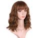 BOGSEA Light Auburn Synthetic Wavy Wig with Bangs | Short Bob Heat Resistant Hair for Women | Everyday Party Ready - Buy Online on GoSupps.com