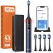 Bitvae Smart S3 Sonic Electric Toothbrush for Adults 180-Day Battery Life Rechargeable Electric Power Toothbrush with Pressure Sensor Electric Toothbrush with 4 Brush Heads Travel Case Dark Blue